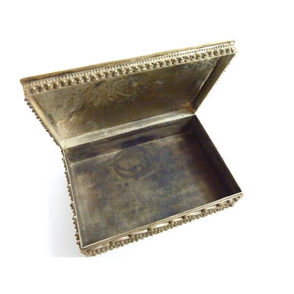 Vintage Old Tibet Nepal Filigree Inlay Tiger Eye - Picture 5 of 6